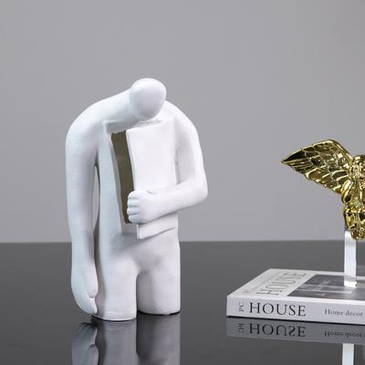 Modern Simple White Resin Happy Portrait Character Ornaments Model Room Study Living Room Dining Room Soft Decorations