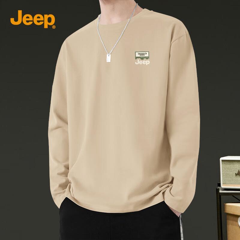 JEEP Men's Pure Cotton Loose Fit Long Sleeve T-Shirt