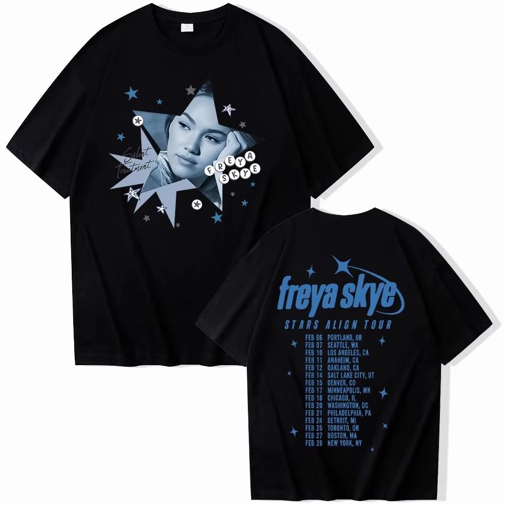 Freya Skye Stars Align Tour 2026 Harajuku Style Singer Merch Unisexs Crew Neck Short Sleeve Comfortable Unisex And Unisex TShirt