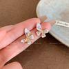 Korean Sweet Versatile Oil Drop Zircon Butterfly Stud Earrings Women's Summer Light Luxury Earrings New Popular Earrings Women