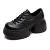Fashion GKTINOO 2025 Autumn New Genuine Leather Thick Sole Pumps Versatile Retro Round Toe Lace-up Women's Platform Shoes