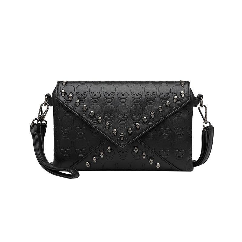 Street Trend PU Women's Bag Single Shoulder Skull Head Diagonal Cross Handheld Personalized Embossed Women's Bag