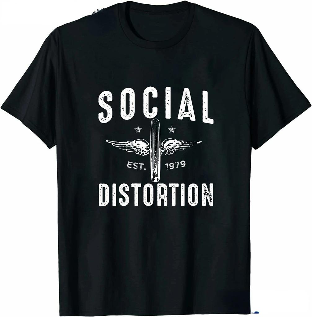 Men Clothing Social Distortion Winged Wheel TShirt Ball and Chain Mens Tshirt Street Hip Hop Style Tees Loose Tops Streetwear