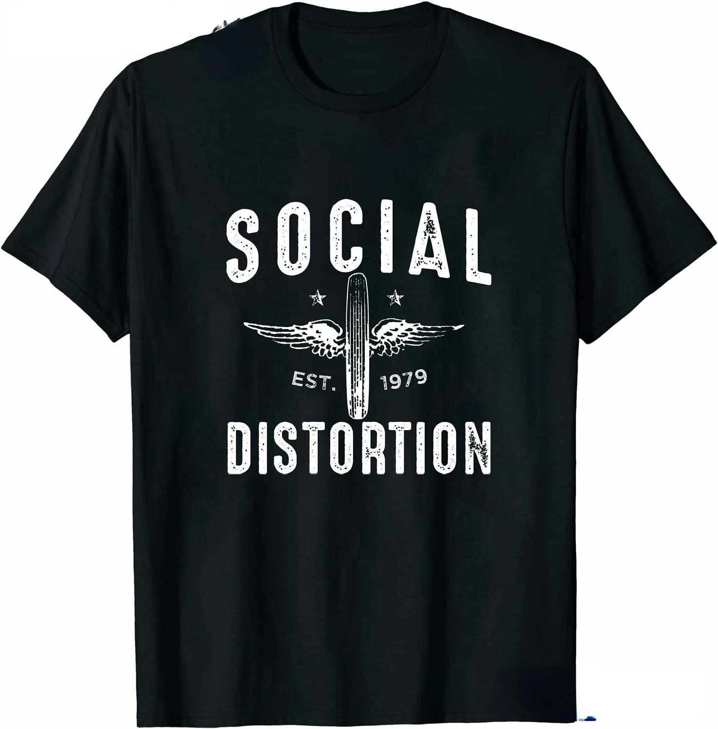 

Чоловічий одяг Social Distortion Крилате колесо Футболка Ланцюг Футболка для чоловіків Вуличний хіп-хоп стиль Футболки Вільні топи Streetwear M