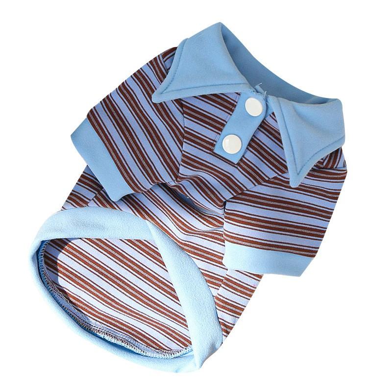 Pet Polo Shirt With Stripe Design Warm Fleece Dog Cat British Shorthair Hairless Cats Fall Winter