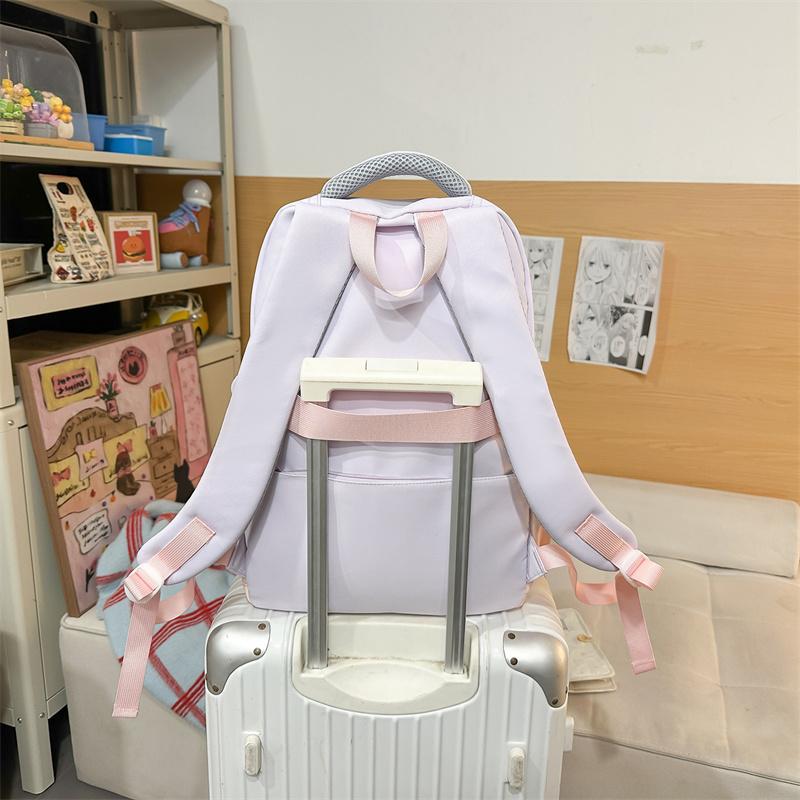 Zaino Scolastico per Studenti con Cuciture a Contrasto Zaino Leggero da Donna
