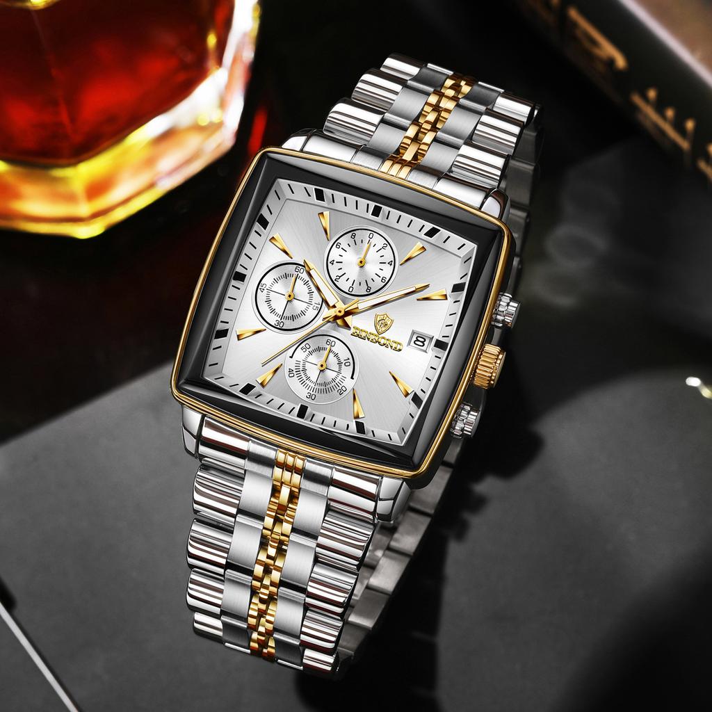 Men Watch Light Luxury Brand High End Business Multi Functional Three Eye Six Pin Steel Waterproof Male Fashion Quartz Watches