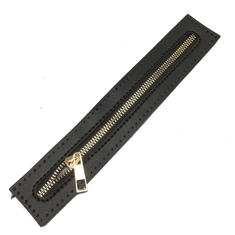 Long PU Band Zippers Close-end Auto-lock Type Gold Color Metal Zipper DIY Bag Accessories
