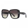 Tom Ford Sunglasses Square Full Rim  Shiny Black Frame And Gradient Smoke Lens Ft103701b Black