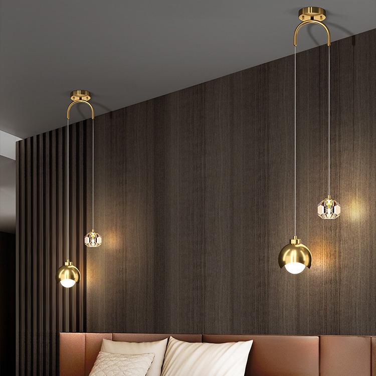 Luxury Crystal Bedside Hanging Lamp: Modern High-End Design for Bedroom or TV Wall