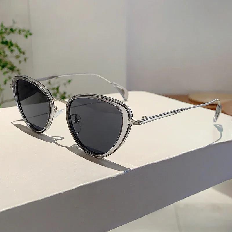 Vintage Cat Eye Decor Sunglasses Women New Stylish Gradient Shades Trendy Luxury Brand Retro Design Fashion Sun Glasses