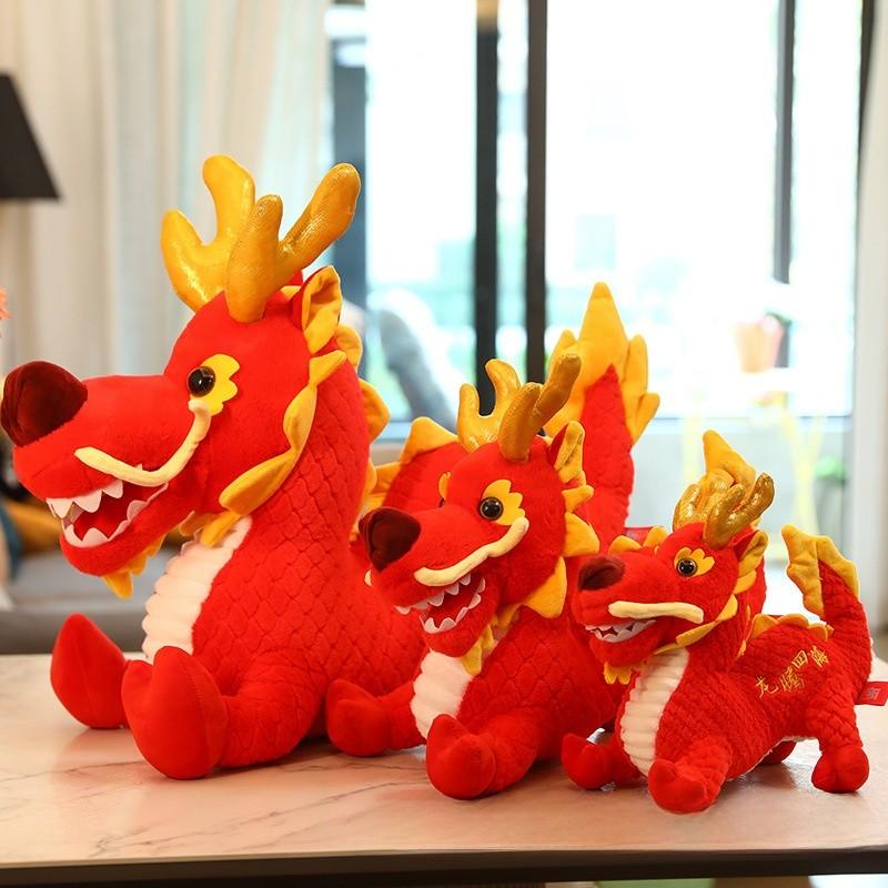 Chinese Dragon Plush Toy With Short Pile Fabric For New Year Gift And Collection