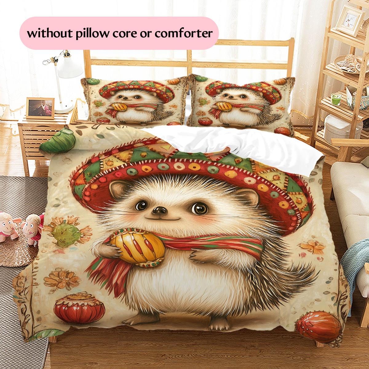 

Animal in Vintage Attire Pattern Bedding Quilt Set Home Decoration Gift (1 * duvet cover + 2 * pillowcase, without core) 135x200cm