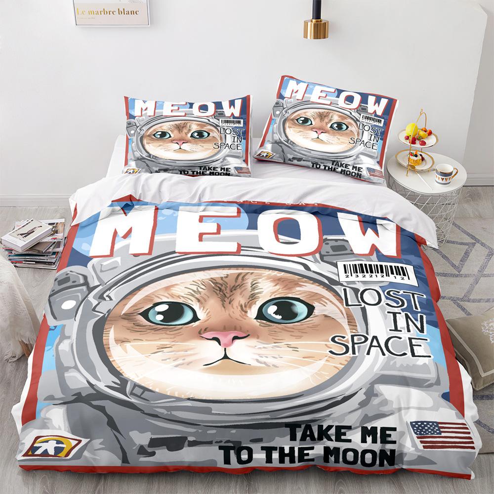 3D Space Series Bedding Set Astronaut Duvet and Pillow Case 2/3 Pieces Soft and Quick Drying Home Decoration for Children's Rooms