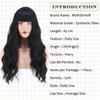 MERISIHAIR Women Long Water Wave Wigs with Blunt Bangs Synthetic High Temperature Fiber Wigs Daily Party Cosplay Use