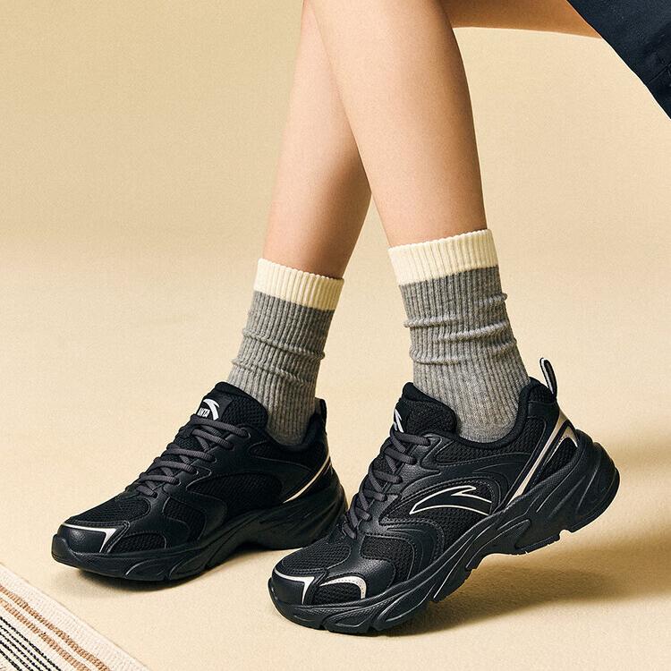 Anta OG800 Simple Fashion Shock Absorbing Non-Slip Breathable Low-Top Casual Shoes Women Casual Shoes Silver Black 922538821-5