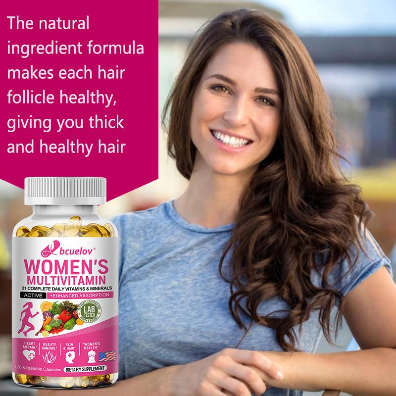 Bcuelov Komplex Vitamin Kapseln 21 Vollspektrum-Vitamine und Mineralstoffe, die Folsäure, Eisen und Biotin zur Stärkung des Immunsystems enthalten