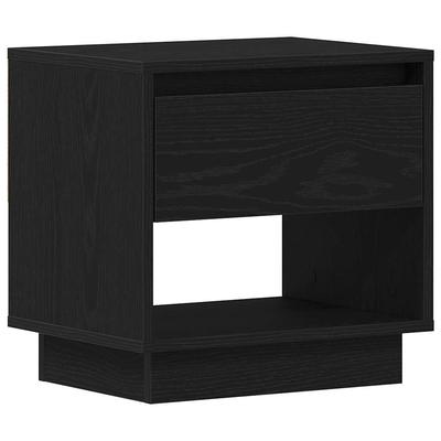Nightstand Black Oak Effect 45 X 34 X 44 Cm Engineered Wood