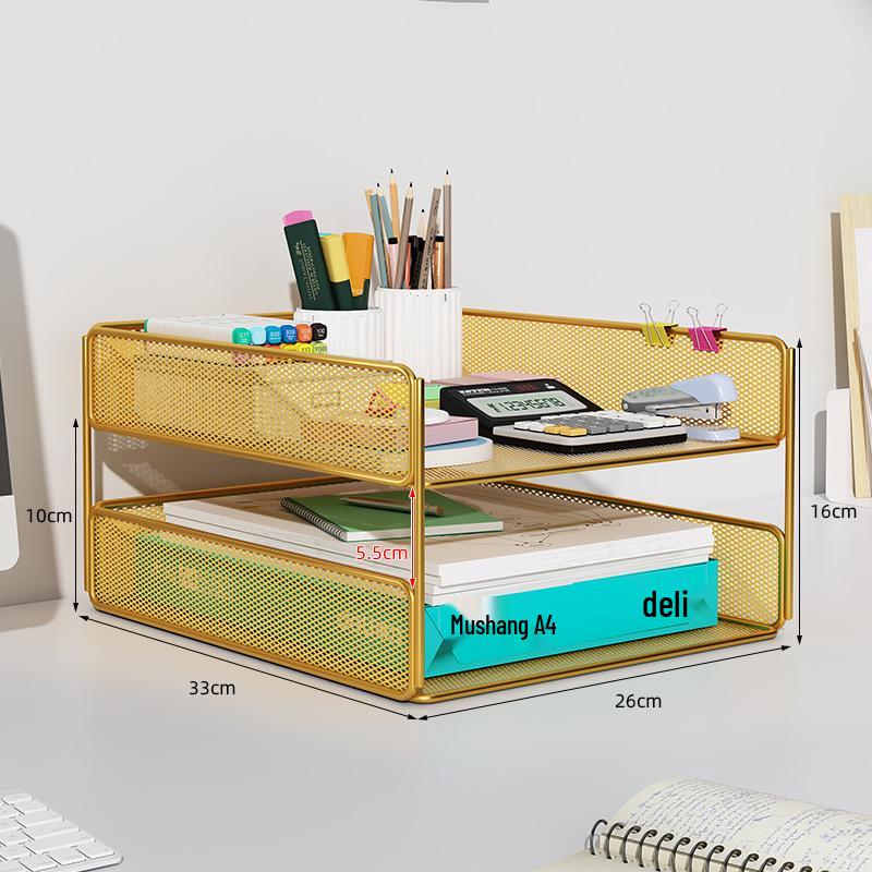 Multilayer Desktop Organizer: File Storage Rack & Office Supplies Set
