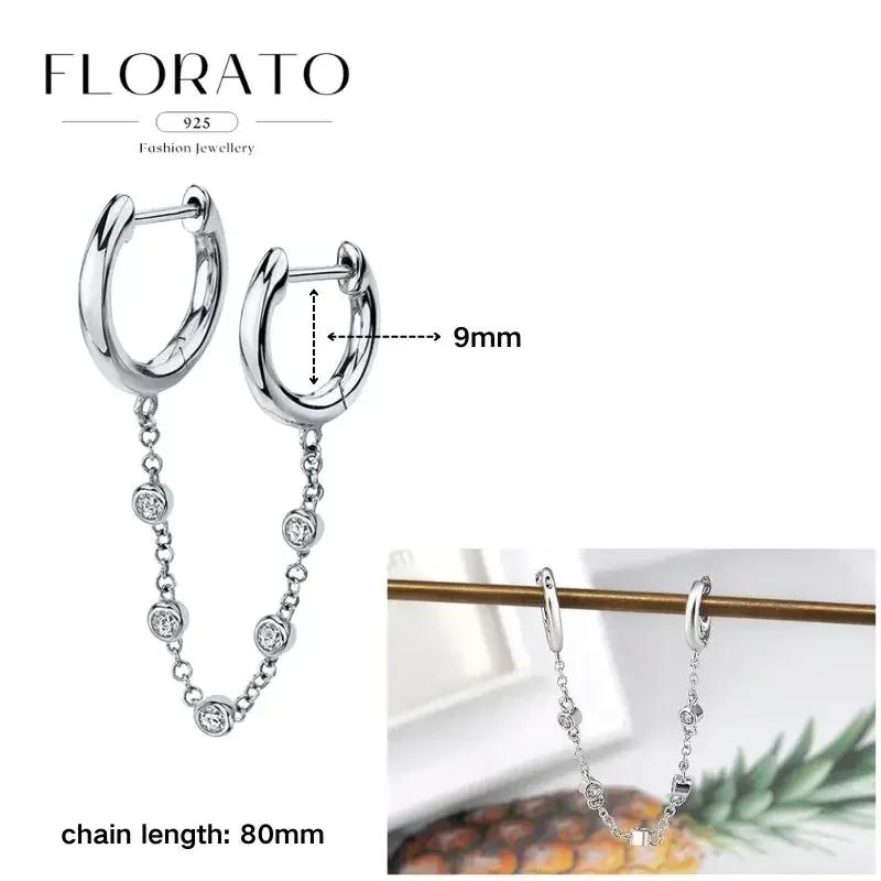 FLORATO 925 Silver Earrings Chain Tassel Pendant Earrings Zircon Silver Earrings for Women Trend Luxury Wedding Jewelry