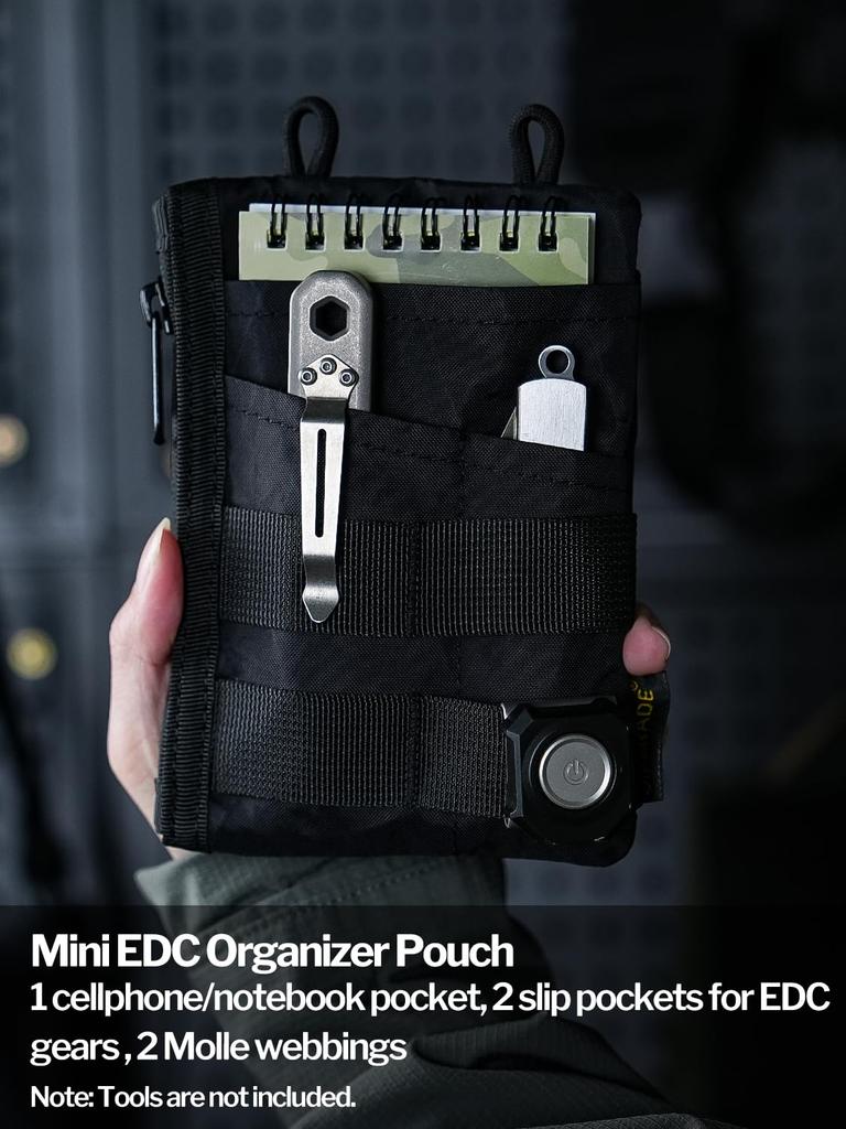 VIPERADE VE18N EDC Pocket EDC Organizer Pouch for 4 EDC Slots and 2 Zippered Pocket Slim EDC Wallet EDC Pocket Organizer Pouch for Everyday Carry