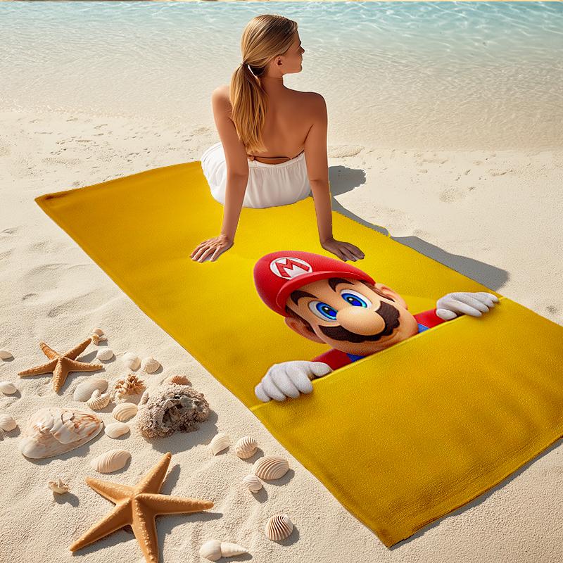 1Pc Mario'S Adventure Begins Beach Towel, Quick Dry, Multi-Use for Beach Pool Gym Yoga Home Travel, Christmas, Halloween, Xmas Gift Em92919