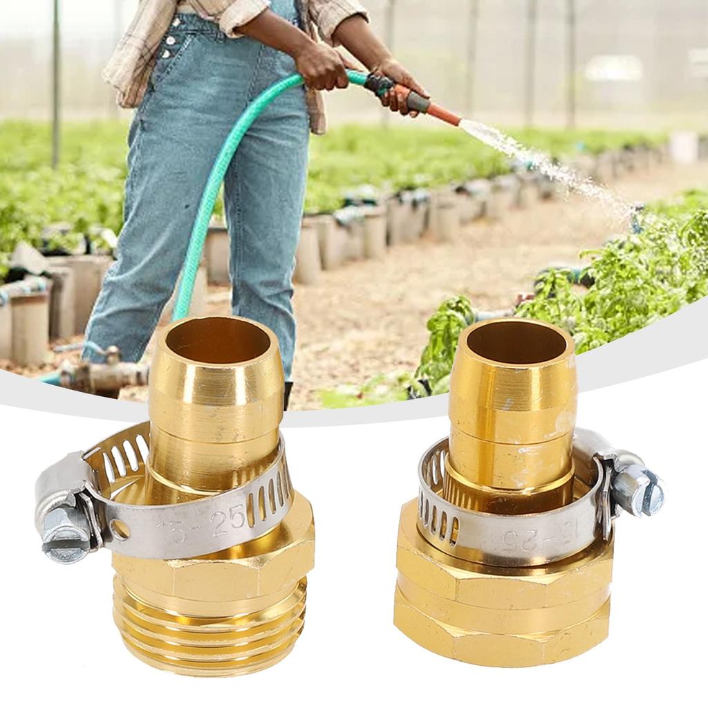 Heavy Duty Brass Mender End Repair Kit Male Female Hose Connector 3/4 Inch