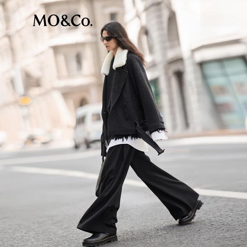 

MO&Co. Women s Wool Blend Coat with Detachable Collar & Belt M 165