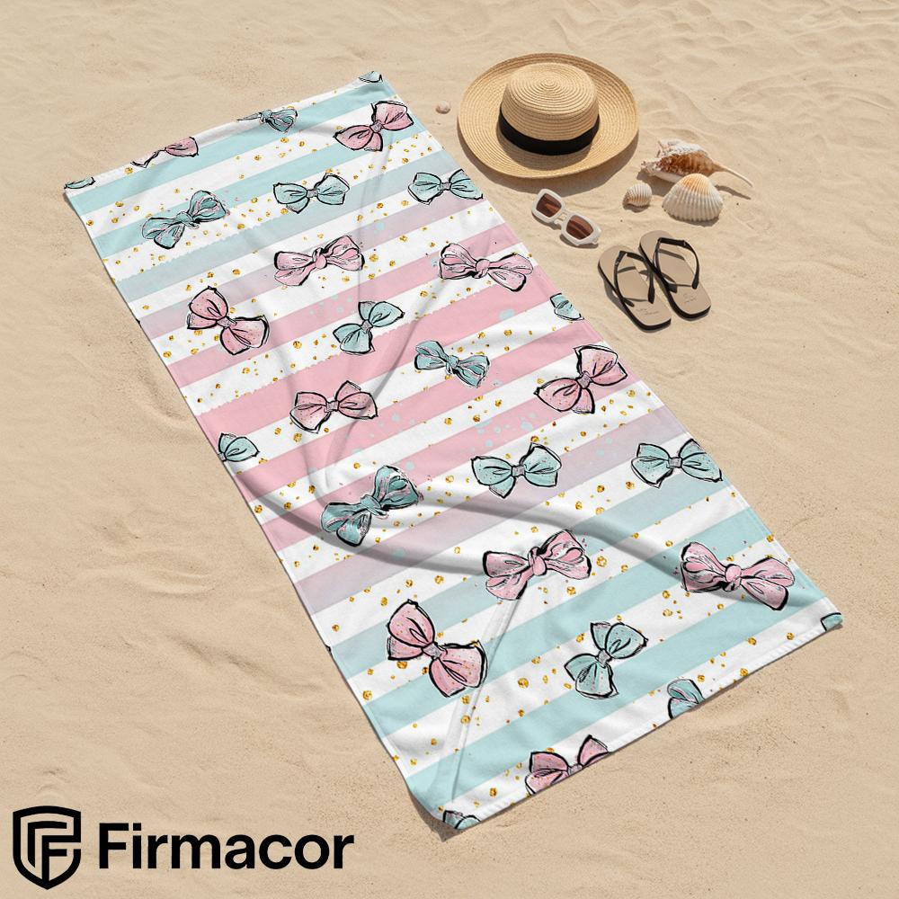 Stripe Glitter Bow Cartoon Anime Beach Towel Microfiber Quick Dry Super Absorbent Soft Bath Towel for Kids Adults Travel