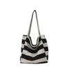 Canvas Large Capacity Bag With Stripes For Casual Daily Use