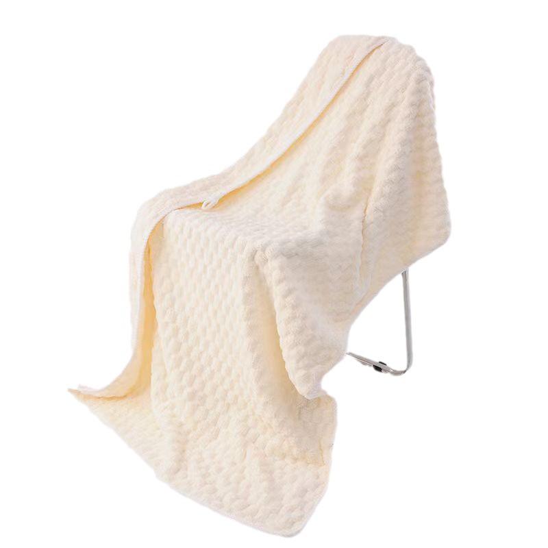 Striped Coral Fleece Bath Towel - Absorbent, Thickened Beach & Household Use