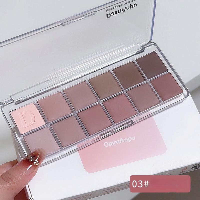 

Двенадцать цветов палитры теней для век жемчужный хайлайтер землистый матовый хайлайтер тени для век доступный макияж