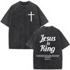 Christian Religious Jesus Forgive Them Father Bible Verse Vintage Acid Washed Tshirt Men Fashion Oversized T Shirts Streetwear