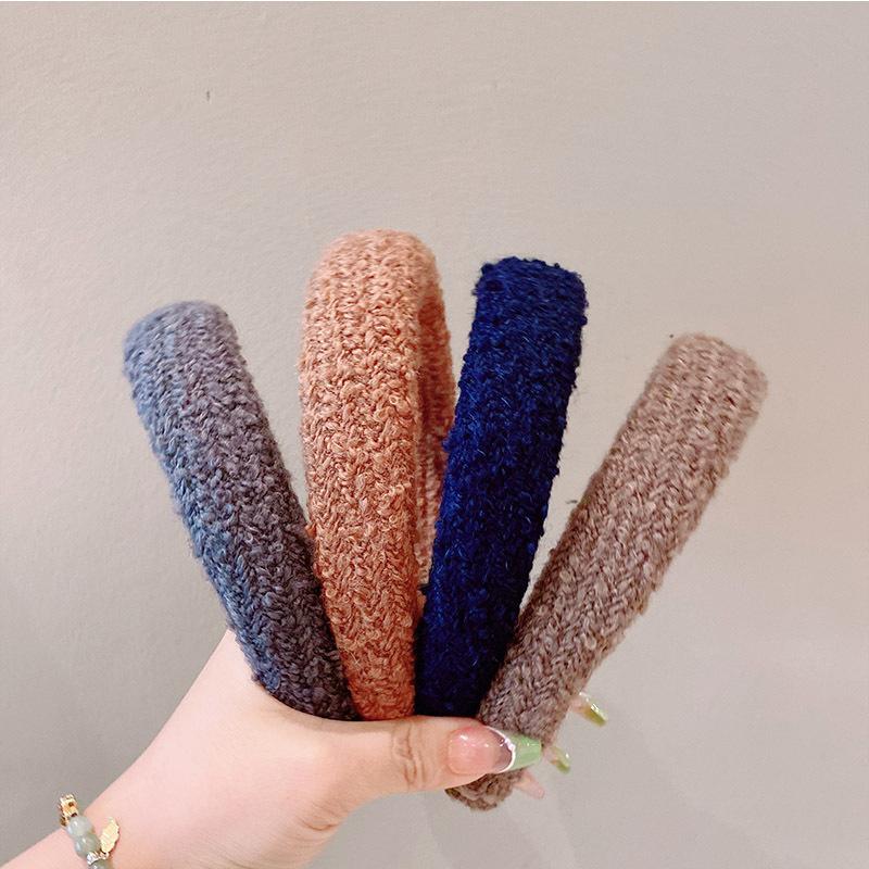 Minimalist Headbands Solid Color Knitted Wide Edge Womens Hair Accessories