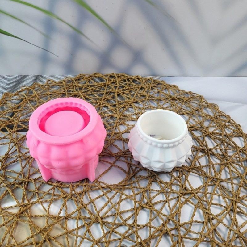 Flexible Silicone Mold Crafting Moulds Geometric Candle Holder Molds Modern Candle Cup Molds Silicone Texture for Craft