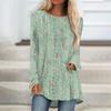 Womens Tops Round Neck Long Sleeve Blouses Casual Mid-length Shirts Fashion Print Tunic Tops