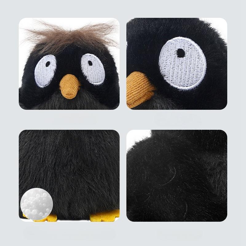 11cm Cartoon Funny Bird Series Plush Toy Soft Cute Jungle Black Acridotheres Cristatellus Perfect Birthday Gift for Kids or Boys