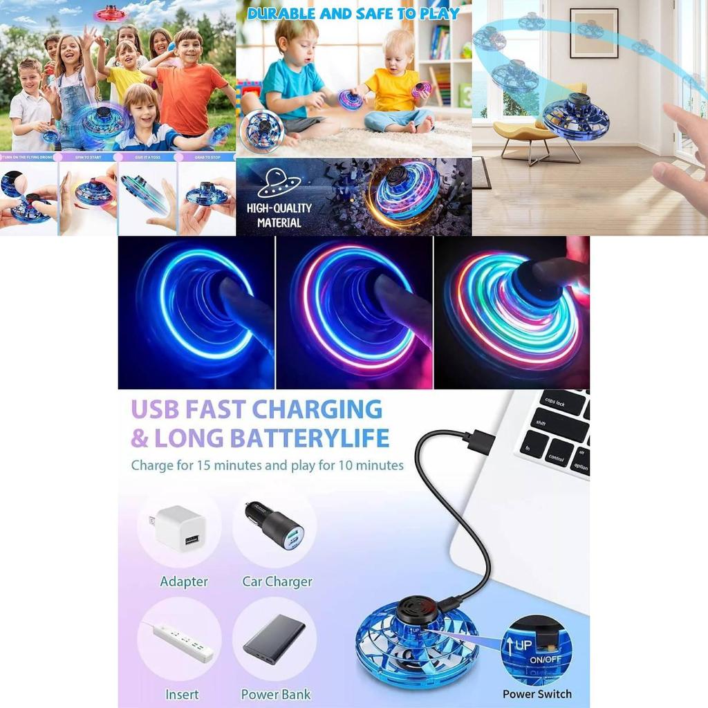 Vibrant Spinning Ufo Fidget Toy For Kids With Led Lights And Usb Charging