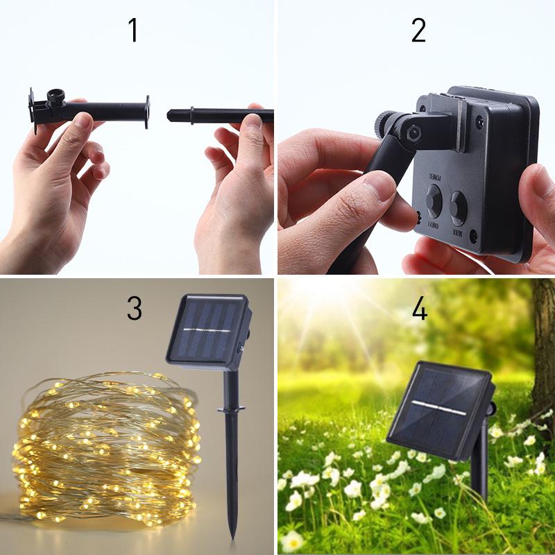 LED Solar Copper Wire String Lights - Colorful, Flashing, Waterproof Outdoor Lights for Courtyard/Balcony, Starry Sky Atmosphere