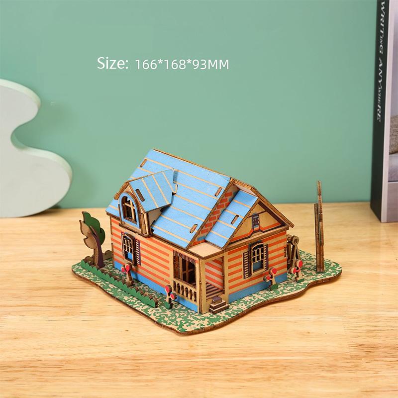 Laser Cutting DIY Houses Villas Building 3D Wooden Puzzle Toy Assembly Model Kits Desk Decoration for Children's Gift