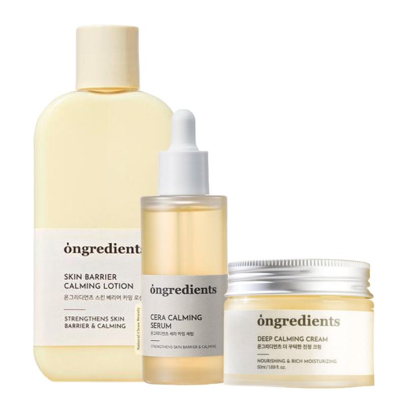ONGREDIENTS Skin Barrier Calming Skincare Set (Lotion 220ml + Serum 50ml + Soothing Cream 50ml)
