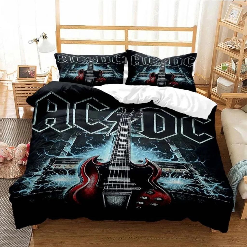 Comforter Fashion Ac/Dc Rock Band Bedding Set Ac/Dc Band Pattern Twin Full Queen King