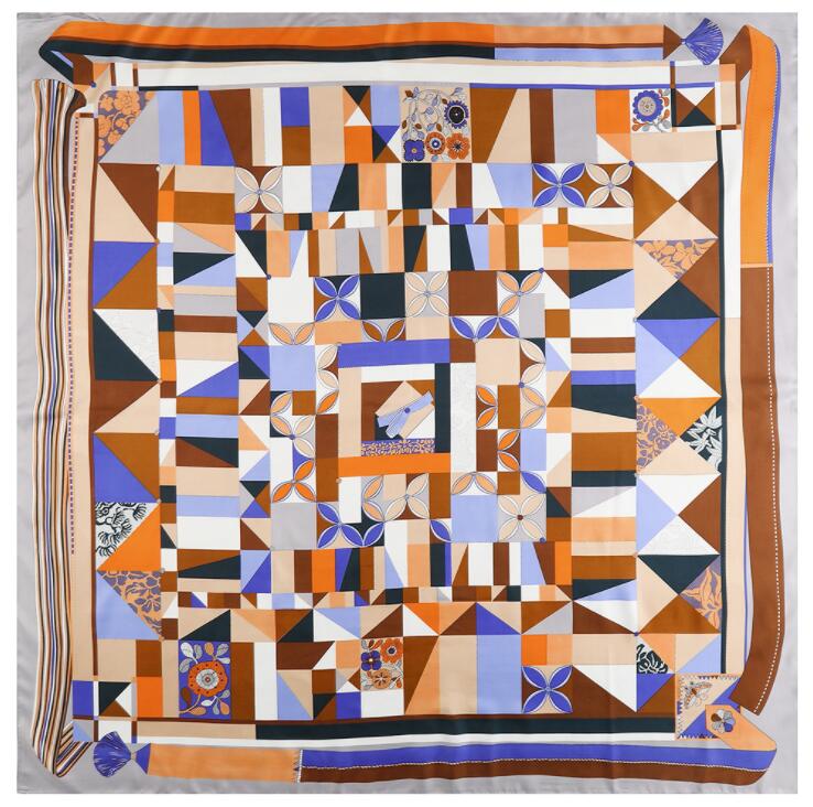 Silk Scarf Women Large Shawls Stoles Cashew Print Square Scarves Echarpes Foulards Femme Wrap Bandanas 130*130CM