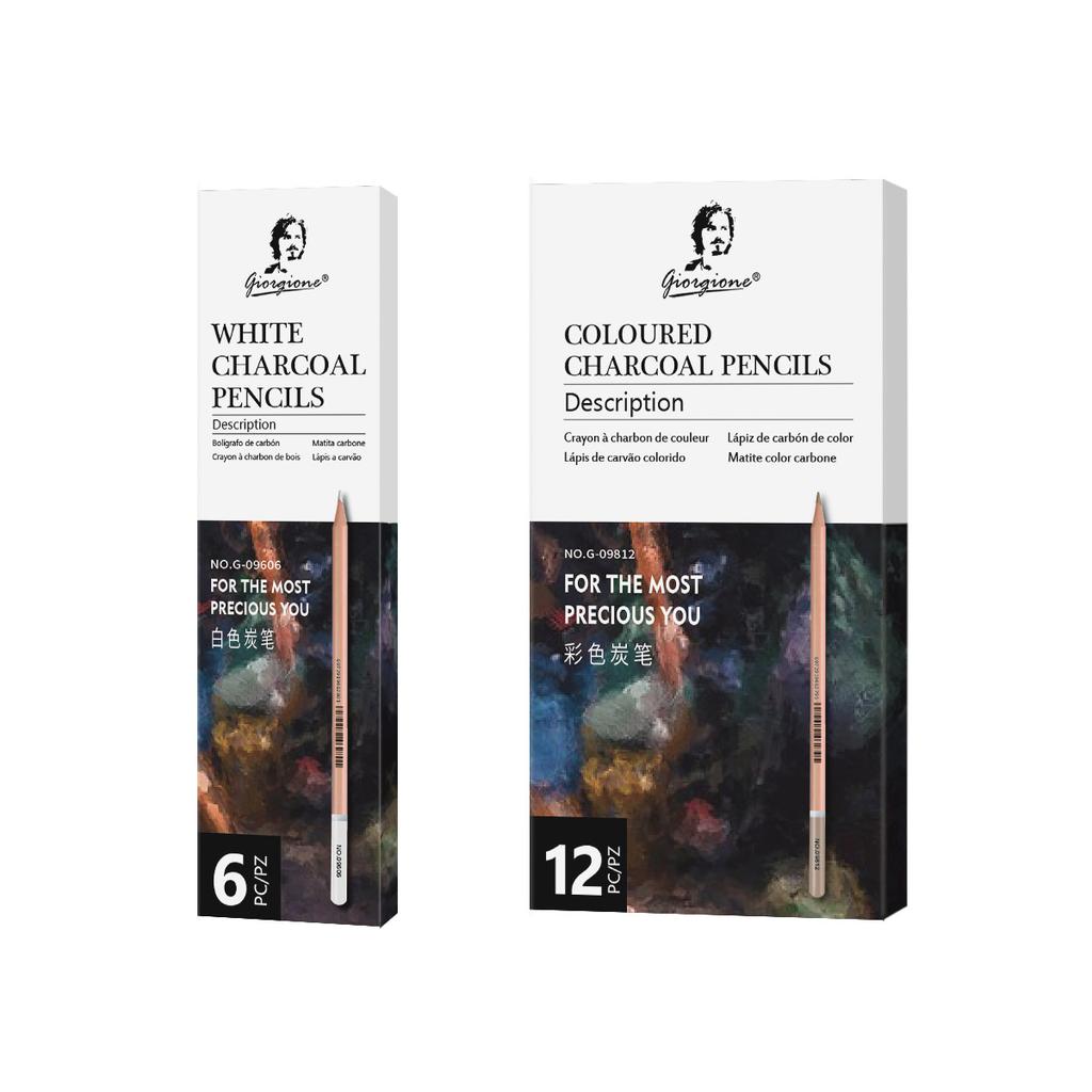 6 pcs/12pcs Set of Sketching Art Students Charcoal Pencils in log Matte Finish for Drawing, Sketching and Shading