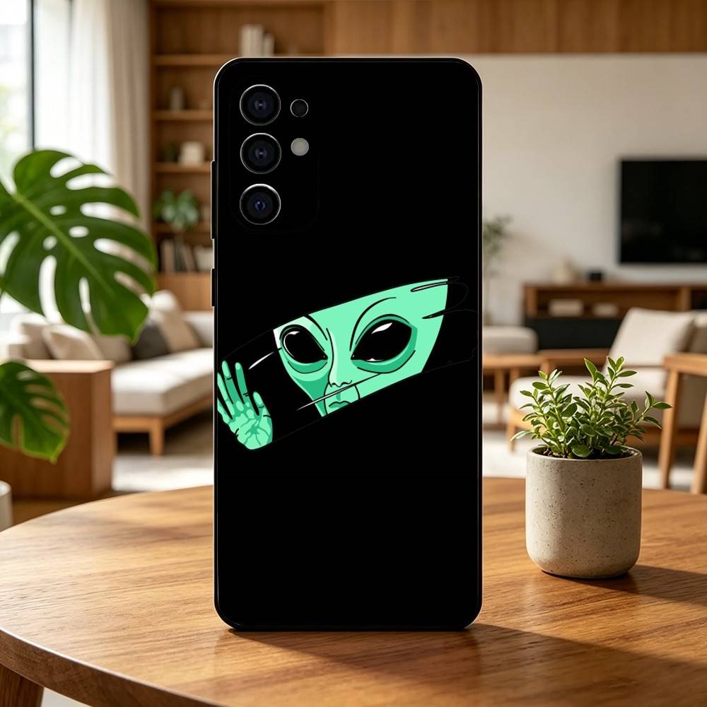 Funny Space UFO A-alien T-thing Phone Case For Samsung S25,S24,S21,S22,S23,S30,Ultra,S20,Plus,Fe,Soft Silicone Black Cover