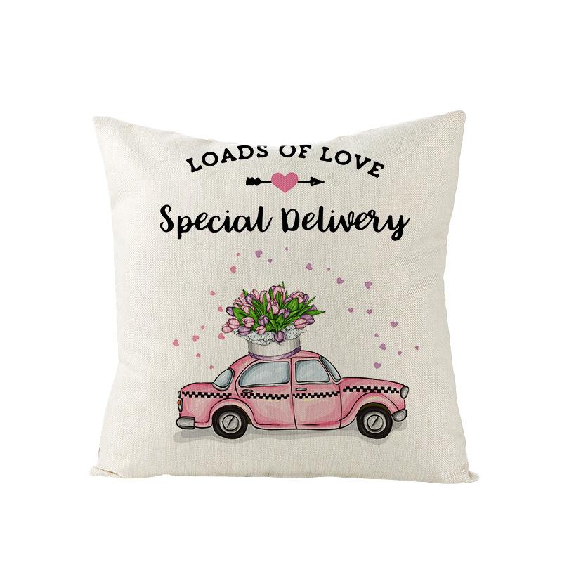 Valentine's Day Pillow Nordic Pink Car Rose Polyester Printed Cushion Sofa Cushion Home Products