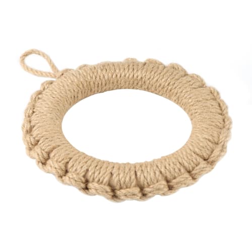 DARENYI Stylish Heat-Resistant Trivet, 8cm Inner Diameter, with Hook, Handwoven Flaxgrass Weave, Natural Materials, Non-Slip, Wall-Mountable, Suitable