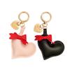 Handmade Bow & Leather Heart Pendant Keychain Lanyard
