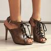 Women Sandals Bandage Peep Toe Summer Shoes 2025 New Ankle Strap High Heels Stiletto