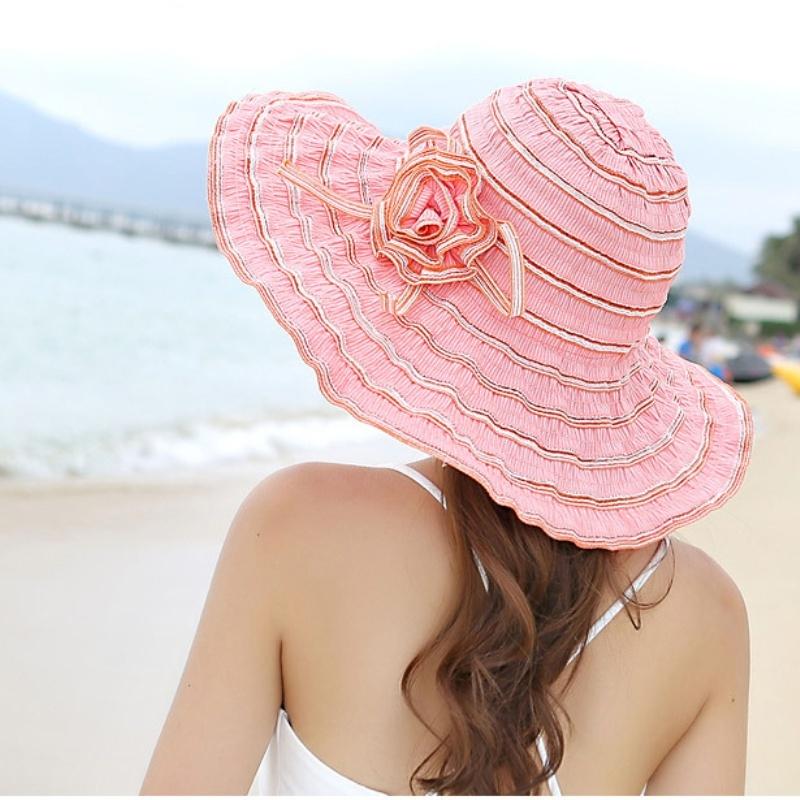 Women's Straw Sun Hat Classic Flat Beach Hat Summer Sun Protection Cowboy Style Hat Rolled Up Packable Wide Brim Panama Hats